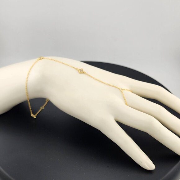 Sterling Silver Clover Hand Bracelet with Ring - Picture 3 of 9